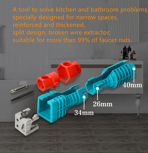24 in 1 Faucet and Sink Installation Tool, Multifunction Plumbing Faucet and Sink Installation Wrench Water Pipe Wrench for Toilet/Sink/Kitchen Pl...
