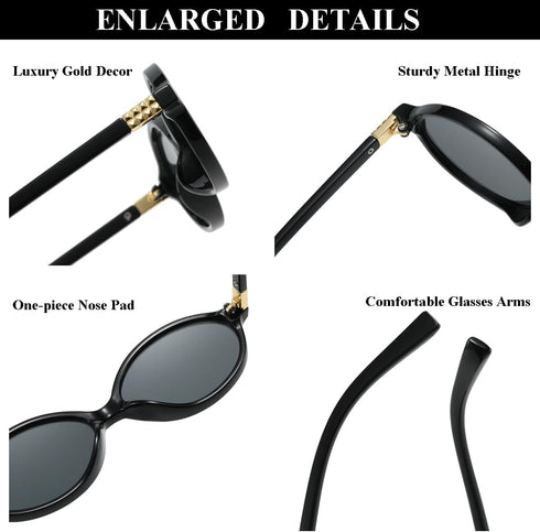 Gleyemor Retro Oval Sunglasses for Women and Men Small 90s Style Glasses...
