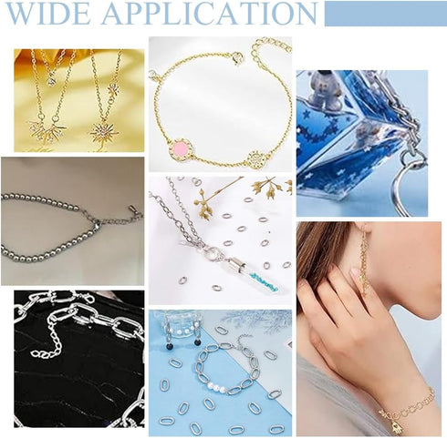 PH PandaHall 1860pcs 3 Colors Oval Jump Rings, 4x3mm 5x4mm 6.5x4.5mm 7x5mm Iron Open Rings Connectors Jewelry Findings for Earring Bracelet Neckla...