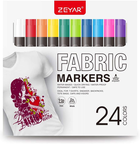 ZEYAR Permanent Markers Fabric Art Pens, Great on Bags, Shoes, T-shirts & Other Fabric Paint Materials - Child Safe & Non-Toxic For Washable Art a...