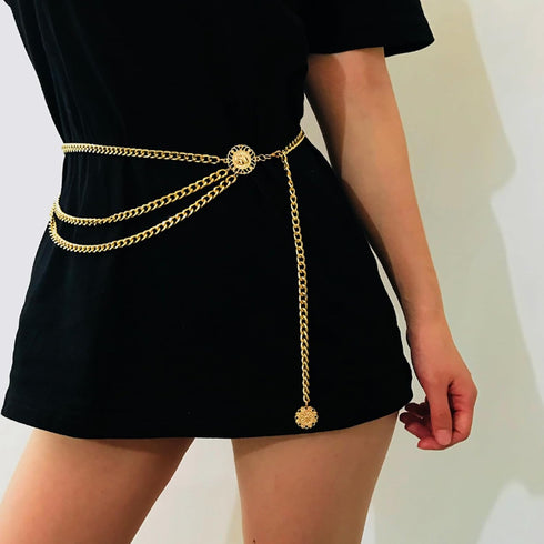 Tatibana Multilayer Metal Waist Chain Dress Belts Metal Belt for Women Girls Ladies Adjustable Body Waist Link Belts for Jeans Dresses...