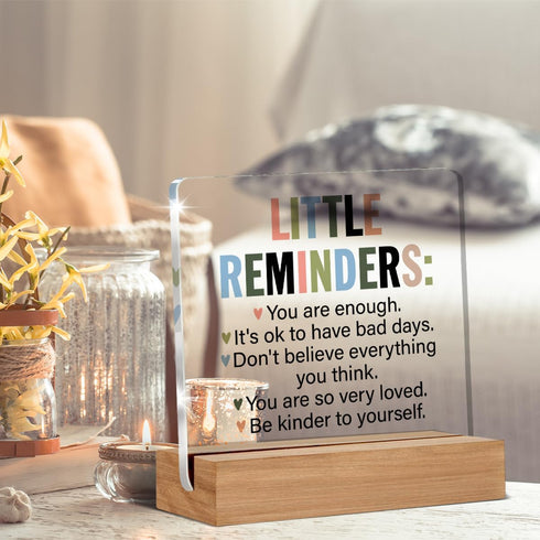 Inspirational Motivational Gifts Little Reminders You are Enough Clear Desk Decorative Sign Acrylic Sign With Wooden Stand for Office Desk Table S...