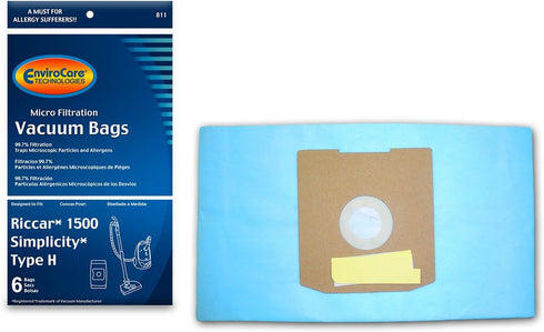 EnviroCare Replacement Vacuum Cleaner Bags Designed To Fit Riccar Simplicity Type H, Canister Vacuum Cleaners, 12 Bags...