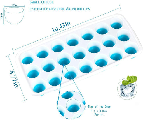 Ice Cube Trays Easy Release-Odor free,Spill Resistant Lid Included,2 Pack, Small Size, Stackable 42 Cubes,Silicone(Blue)...