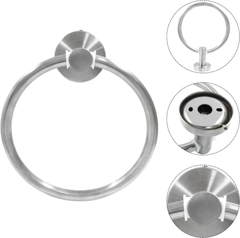 Bath Towel Ring, Modern Bathroom Hardware Accessories Wall Mounted, Thicken 304 Stainless Steel Hand Towel Holder for Bathroom Kitchen (Brushed Ni...