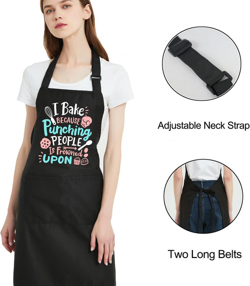 Funny Baking Aprons for Women with Pockets, Water Restistant Cooking Apron for Men Birthday Gift for Baker Dad Mom...
