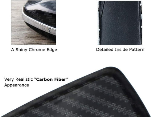 iJDMTOY Exact Fit Black Glossy Carbon Fiber Finish Key Fob Shell Compatible with Ford 2018-up Mustang F150 F250 Bronco Explorer Expedition Keyless...