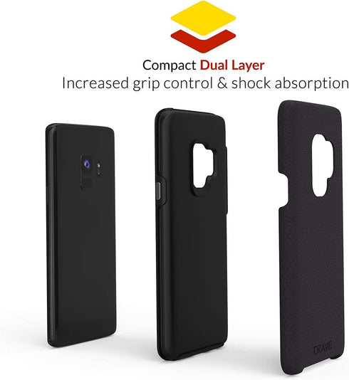 Crave Dual Guard Case for Samsung Galaxy S9: Shockproof, Dual Layer Protection - Black...