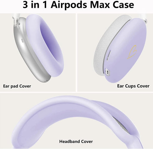 Case Cover for AirPods Max,Anti-Scratch Soft Silicone with Gold Heart Pattern Ear Cups Case Cover/Ear Pad Cover/Headband Cover for Apple Airpod Ma...