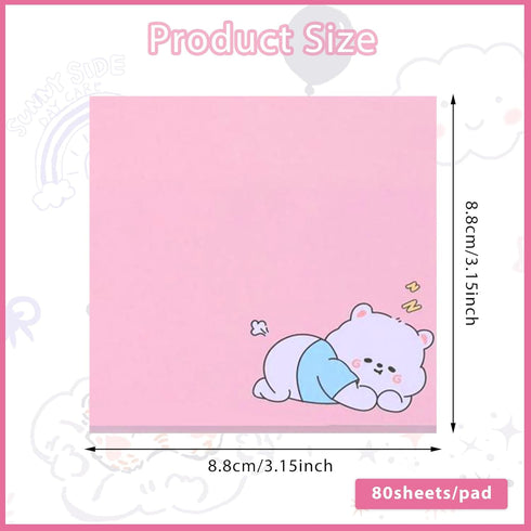 Cute Self-Stick Note Pads, 4 Pack 320Sheets Kawaii Animal Sticky Notes Cartoon Memo Pads Markers Flags Cute Stationary Note Pads for School Home S...