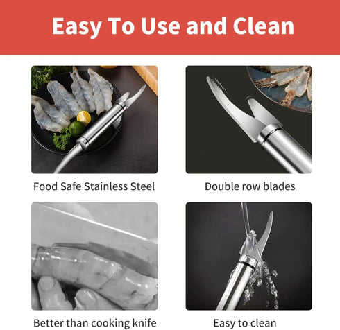 2PC Shrimp Deveiner Tool Stainless Steel Shrimp Deveining Tool Efficient Shrimp Peeler and Deveiner Tool Portable Shrimp Cleaner Shrimp Knife for ...