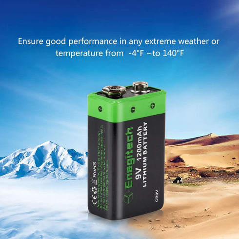 9V Lithium Battery, 9 Volt Lithium Battery 1200mAh for Smoke Detector, Fire Alarm, Keyless Entry Door Lock, Multimeter, Metal Detector Non-Recharg...