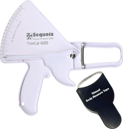 Sequoia Fitness Trimcal 4000 Body Fat Caliper with Body Measure Tape & Fat% Chart (White & Black)...