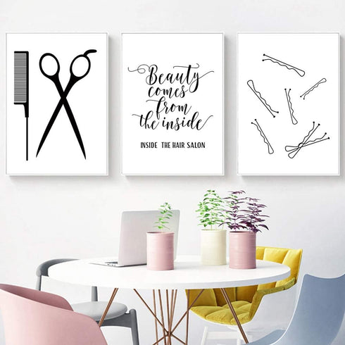 Hair Salon Wall Art Beauty Salon Pictures Wall Decor Fashion Canvas Art Beauty Shop Wall Art Modern Prints Vanity Wall Painting for Beauty Room Po...