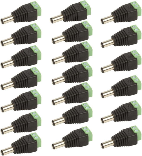 DC Power Jack Plug Adapter Barrel Connector 20 Pairs 12V Male and Female 2.1xx5.5mm for CCTV Security Camera System, LED Strip...