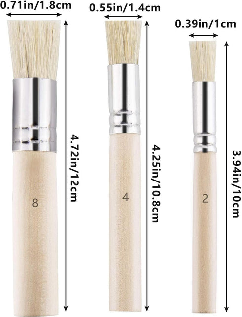LUTER 6Pcs Wooden Stencil Brushes, Natural Bristle Stencil Brushes for Acrylic Painting, Oil Painting, Watercolor Painting, Card Making, DIY Art C...