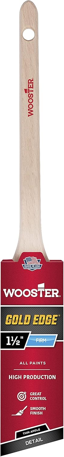 Wooster 5234-1 1/2 Series 5234 1-1/2" Edge Thin Angle Brush, 1 1/2 Inch, Gold,White...