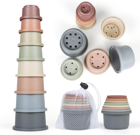 Stacking Cups Baby Toy 6-12 Months, Toddler Nesting Cups Set for Boys and Girls, 8PCS Stackable Bath Toy, Montessori Educational Gift for 1 2 3 Ye...