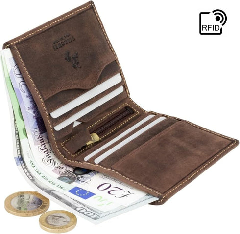 Visconti Hunter 705 Distressed Leather Slim Bifold Card Holder Wallet (Oil Brown)...