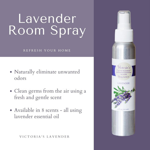 Victoria's Lavender Room Spray - All-Natural Home Fragrance, Pure Essential Oil Air Freshener & Odor Eliminator, Calming and Relaxing Scent, Aroma...