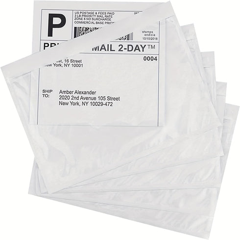 Shipping Labels Sleeves, Packing Slip Envelope Pouches 7.5" x 5.5" Packing List Mailing Envelopes with Clear Self-Adhesive (50 Pack)...