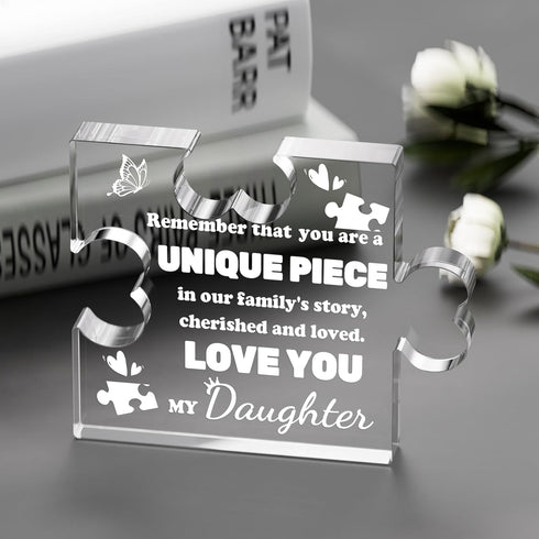 Daughter Birthday Gift from Mom Engraved Acrylic Puzzle Plaque Daughter Gifts - 3.35 x 2.76 Inch Desk Decoration Gift for Daughter Graduation Gift...