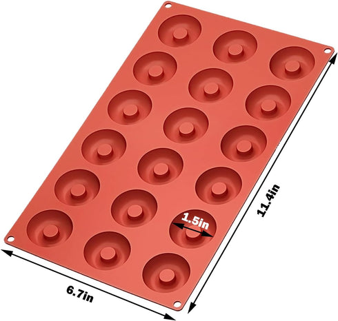 2pcs Silicone Mold for Mini Donut, 18 Cavities Donut Molds Home Reusable Donut Baking Pan Tray...