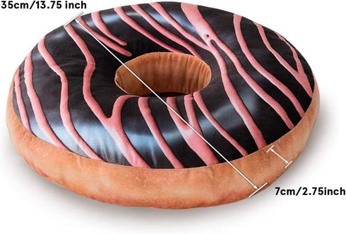 HYSEAS Round Throw Pillow 14 Inch Chocolate Pink Donut, 3D Digital Print Decorative Comfortable Soft Plush Funny Food Shaped Pillow Light Weight S...