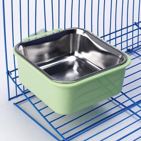 Love Dream Crate Dog Cat Bowls, Removable Stainless Steel Hanging Pet Cage Bowls Kennel, Food Water Feeder Bowls with Bolt Holder for Puppy Cat Ra...