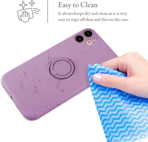 UEEBAI Case for iPhone 11 (6.1 inch), Slim Liquid Silicone Phone Case with 360 Rotatable Ring Holder Kickstand Fashion Hand Strap with Magnetic Ca...