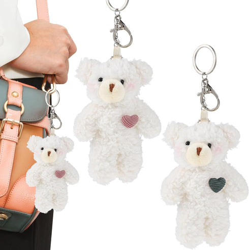 2pcs Plush Bear Keychain Teddy Bear Keychain Aniaml Key Ring Hanging Ornament Plush Stuffed Animal Car Key Holder for Girls Women...