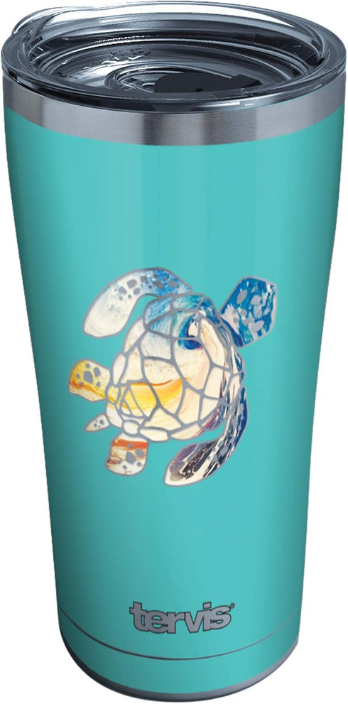 Tervis Turtle Sunset Triple Walled Insulated Tumbler Travel Cup Keeps Drinks Cold & Hot, 20oz Legacy, Stainless Steel, Clear and Black Slider Lid,...