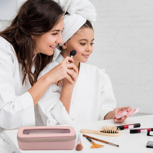 Clear Mini Makeup Bag, Small Makeup Bag for Purse TSA Approved Travel Brush Bag Portable Cosmetic Case Travel Toiletry Bag for Women Waterproof Ma...