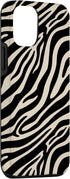 iPhone 13 Zebra Stripes Print Pattern in Black and Beige Case...