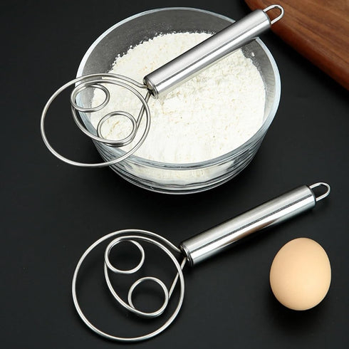 Danish Dough Whisk Stainless Steel Dutch Style Bread Dough Whisk Hand Egg Mixer Bread Whisk Original Dutch Style Whisk Bread Dough Mixer Stick Bak...