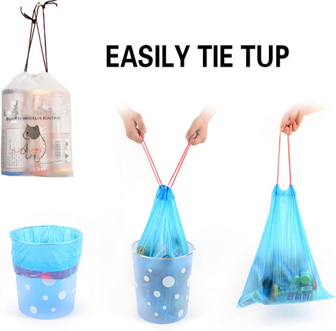 4 Gallon Trash Bag Drawstring Small Clear Trash Bags for Kitchen Bathroom Home Office 80 Count Pack of 5 Blue...