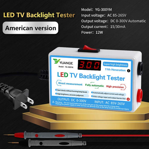 LED TV Backlight Tester, LED Strip Lamp Beads Repair Testing Tool with Gold Plated Pin and Power Cable 0-300V Adaptive Voltage, Measurement Instru...