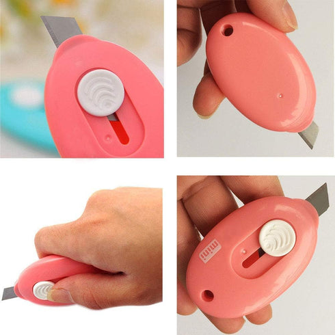 Mini Retractable Utility Knife Box Cutter Letter Opener, Alloy Steel Splicing Knife with Key Chain Hole-9pcs...