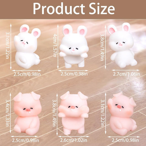 Rolin Roly 6PCS Resin Cute Rabbit and Pigs Micro Landscape Decorations for Bunnies Terrarium Decor Tiny Piggy Toy Plastic Cute Fairy Garden (6PCS)...