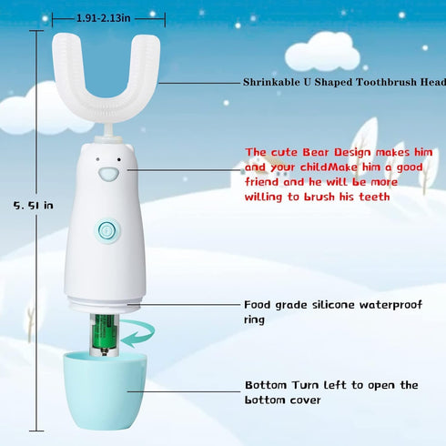 Kids Electric Toothbrush?6 Cleaning Models Toddler Toothbrush Waterproof Battery Powered 360 Automatic Sonic u Shaped Toothbrushes for 2-7 Years O...