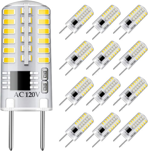 Dimmable G8 LED Bulbs Daylight White 6000K 3W Equivalent to T4 Bi-Pin Base 120V 20W-25W Halogen Bulbs for Under Cabinet Light, Under Counter Kitch...