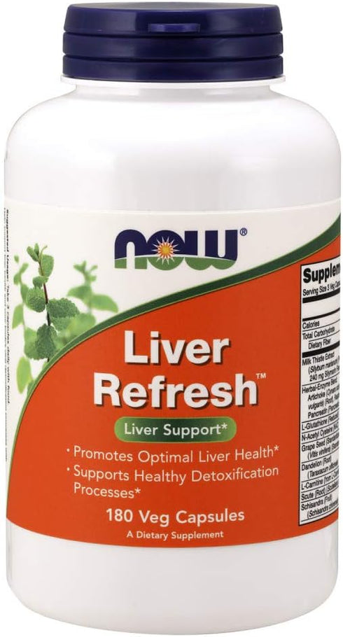 NOW Supplements, Liver Refresh™ with Milk Thistle Extract and unique Herb-Enzyme blend, 180 Veg Capsules...