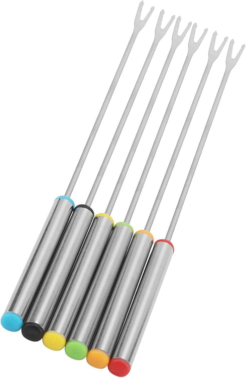 Fondue Sticks 6pcs Stainless Steel Smores Sticks with Heat Resistant Handle for Cheese Meat Chocolate Dessert Roast...