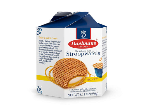 DAELMANS Stroopwafels, Dutch Waffles Soft Toasted, Honey, Office Snack, Kosher Dairy, Made In Holland, 8 Stroopwafels Per Box, 8.11 Oz (Pack of 1)...