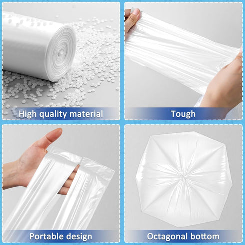 3 Gallon Small Trash Bags with Tie Handles - 10L Wastebasket Liners for Home and Office - Clear, 60 Count...