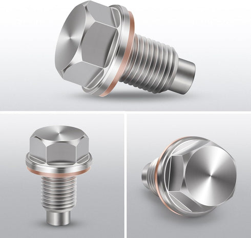 MaySpare M12x1.25 Stainless Steel Magnetic Engine Oil Drain Plug with Copper Crush Washer Replacement for Toyota, Nissan, Lexus, Infiniti(Silver)...