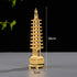 BRABUD 7'' Alloy Fengshui 9 Level Pagoda Wenchang Tower Statue Protection Business Rises Desk Decor Collectible Golden Color ZD112...