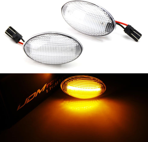 iJDMTOY Clear Lens Amber Full LED Strip Front Fender Side Marker Lights Compatible With 2002-2006 MINI Cooper R50 R52 R53, Replace OEM Amber Indic...