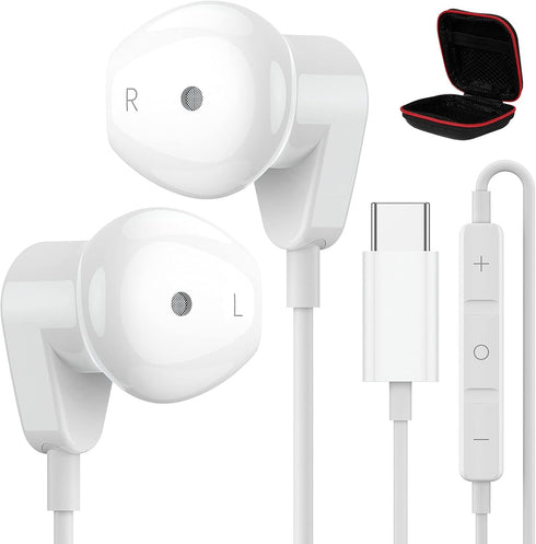 USB C Headphones for iPad Pro iPhone 15 Pro,USB Type C Earphones HiFi Stereo USB C Wired Earbuds with Microphone Volume Control for Samsung S23 Ul...