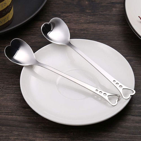 2Pcs Heart Shaped Spoons Love Spoons Stirring Spoon for Coffee,Tea,Ice Cream,Dessert for Mother's Day with Gift Box,LS004-Golden...